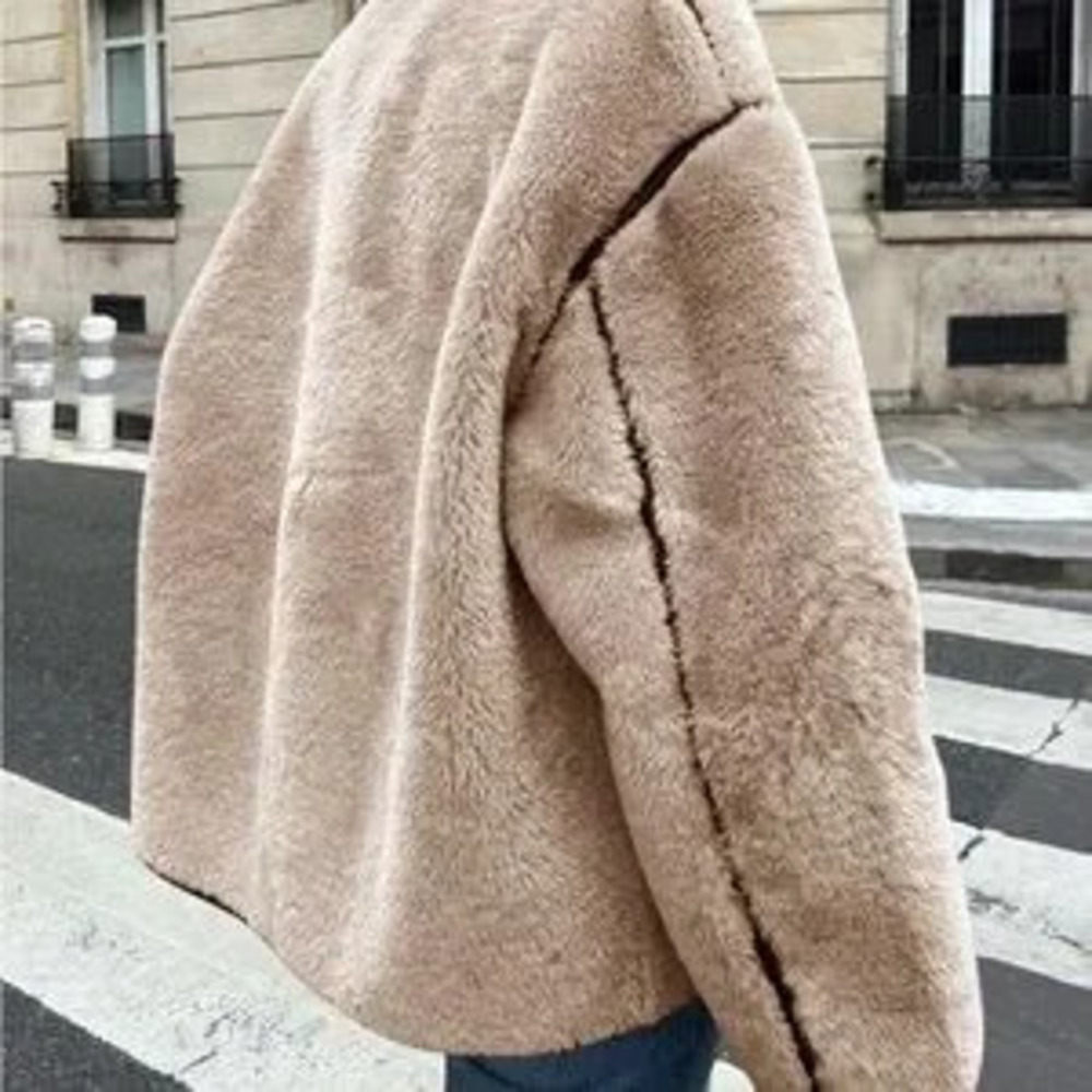 cream teddy coat women warm winter jacket - Picture 4 of 5